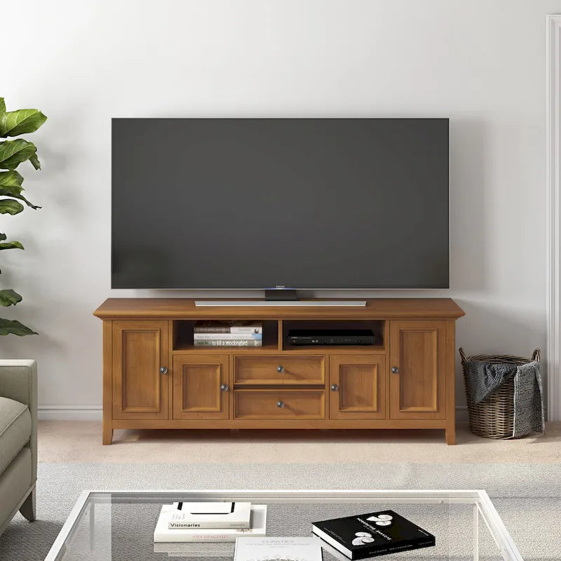 WYNDENHALL Halifax 72 inch Wide Solid Wood Transitional TV Stand - 72w x 19d x 26 h 22
