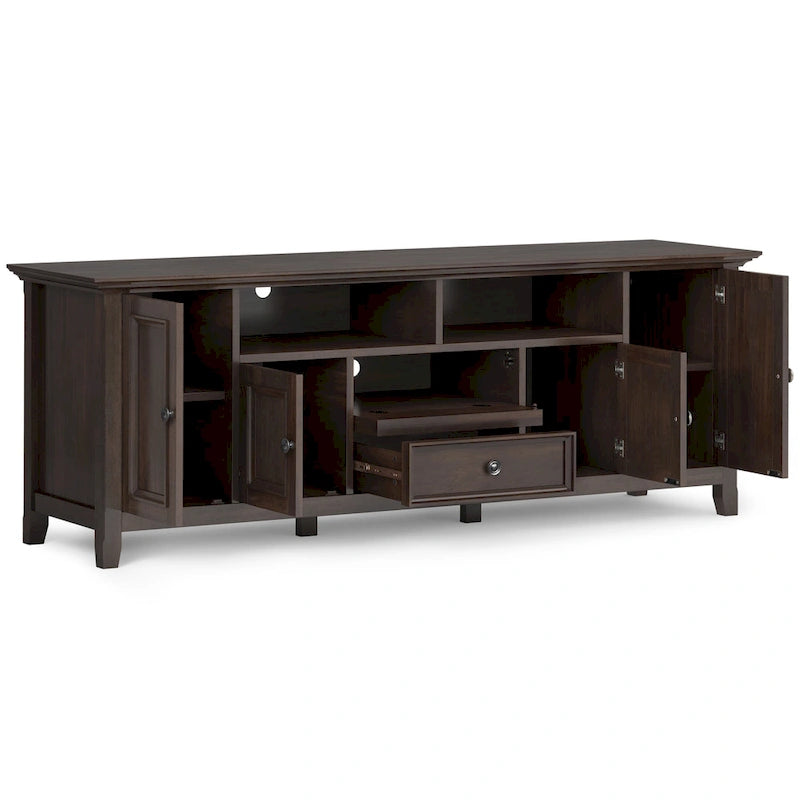 WYNDENHALL Halifax 72 inch Wide Solid Wood Transitional TV Stand - 72w x 19d x 26 h 34