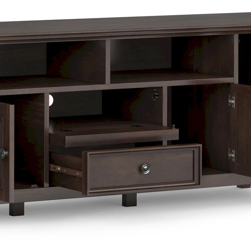 WYNDENHALL Halifax 72 inch Wide Solid Wood Transitional TV Stand - 72w x 19d x 26 h 37