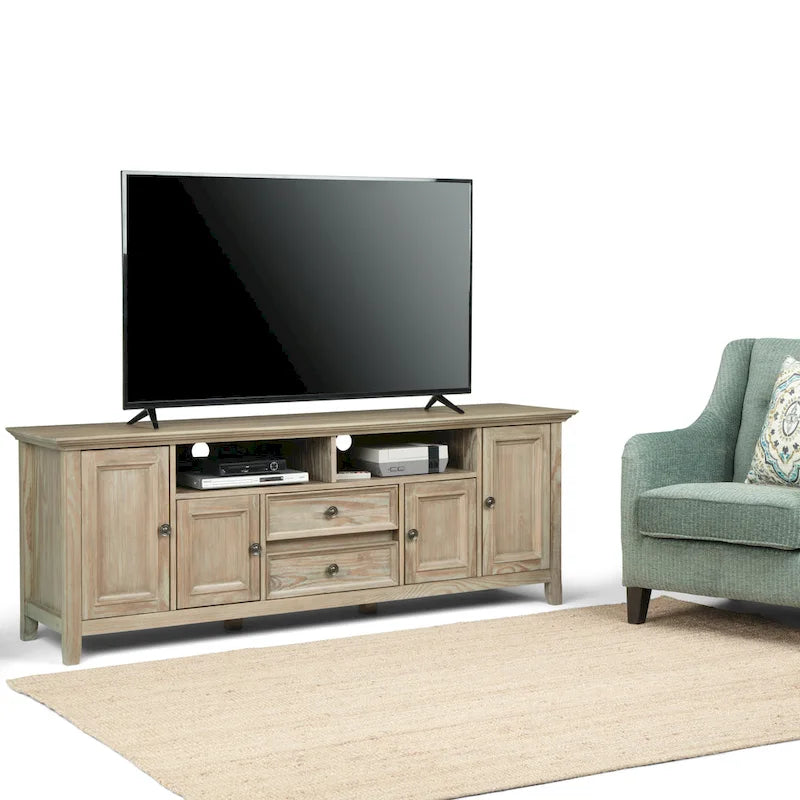WYNDENHALL Halifax 72 inch Wide Solid Wood Transitional TV Stand - 72w x 19d x 26 h 41