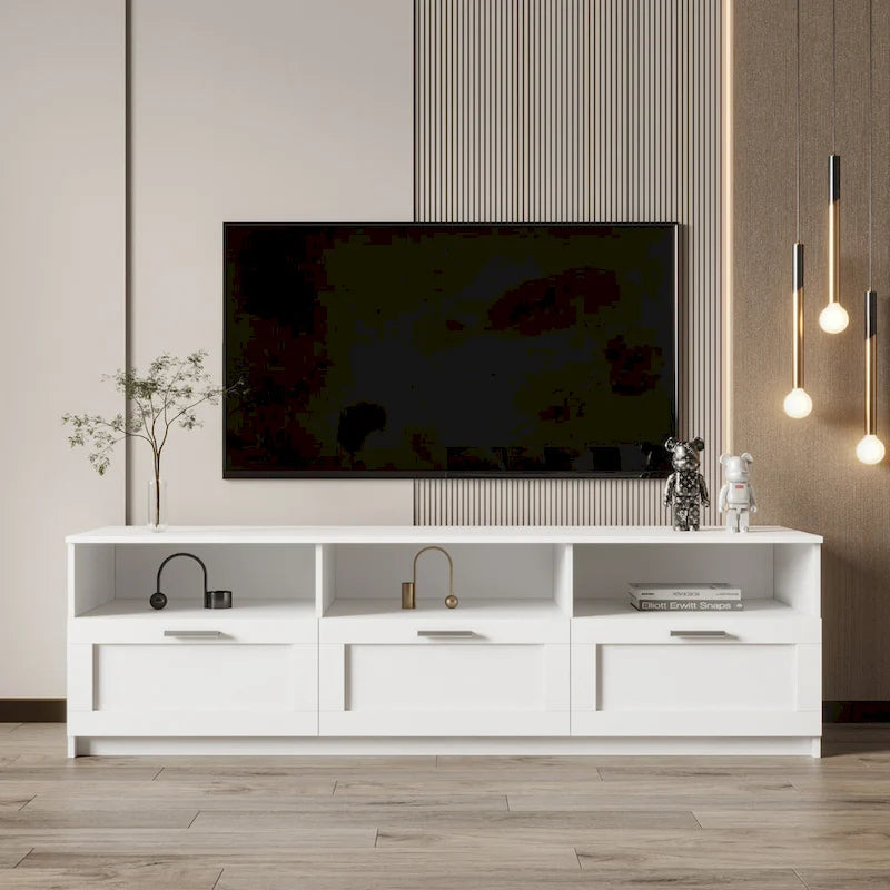 Modern 70.87 TV Cabinet TV Console Table with 3 Storage Drawers, Entertainment Center TV Stand for Living Room