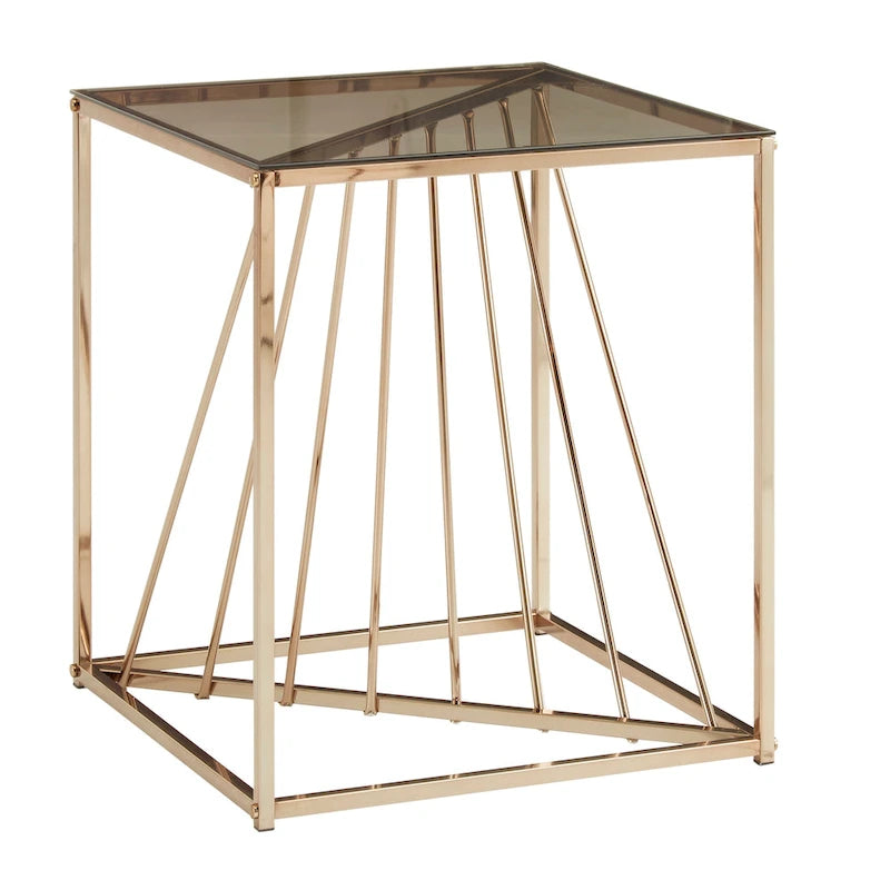 Hannah Square Metal and Glass Top End Tables by iNSPIRE Q Bold 2