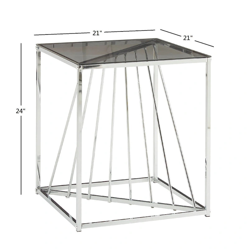 Hannah Square Metal and Glass Top End Tables by iNSPIRE Q Bold 8