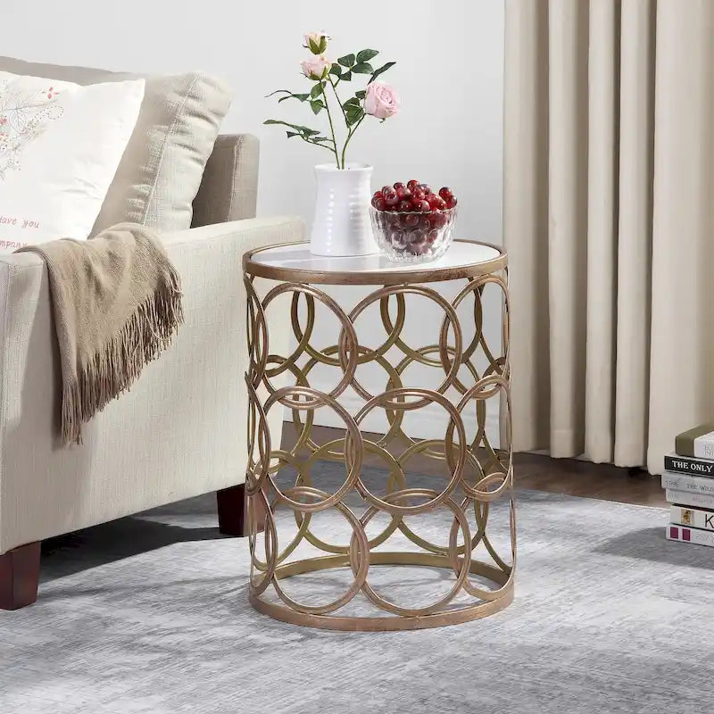 FirsTime & Co. Tavolino Gilded Circles, ferro, 16.75 x 16.75 x 22 pollici, design americano 17