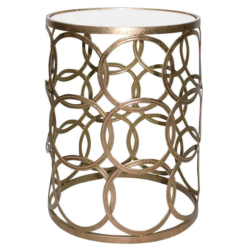 FirsTime & Co. Tavolino Gilded Circles, ferro, 16.75 x 16.75 x 22 pollici, design americano