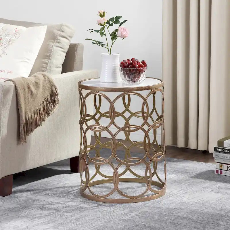FirsTime & Co. Tavolino Gilded Circles, ferro, 16.75 x 16.75 x 22 pollici, design americano 11