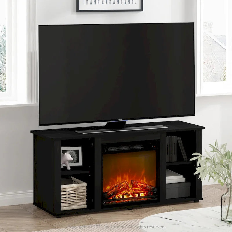 Furinno Jensen TV Stand with Fireplace 4