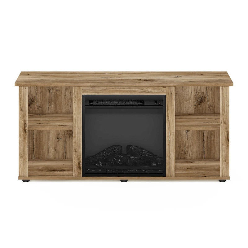 Furinno Jensen TV Stand with Fireplace 7