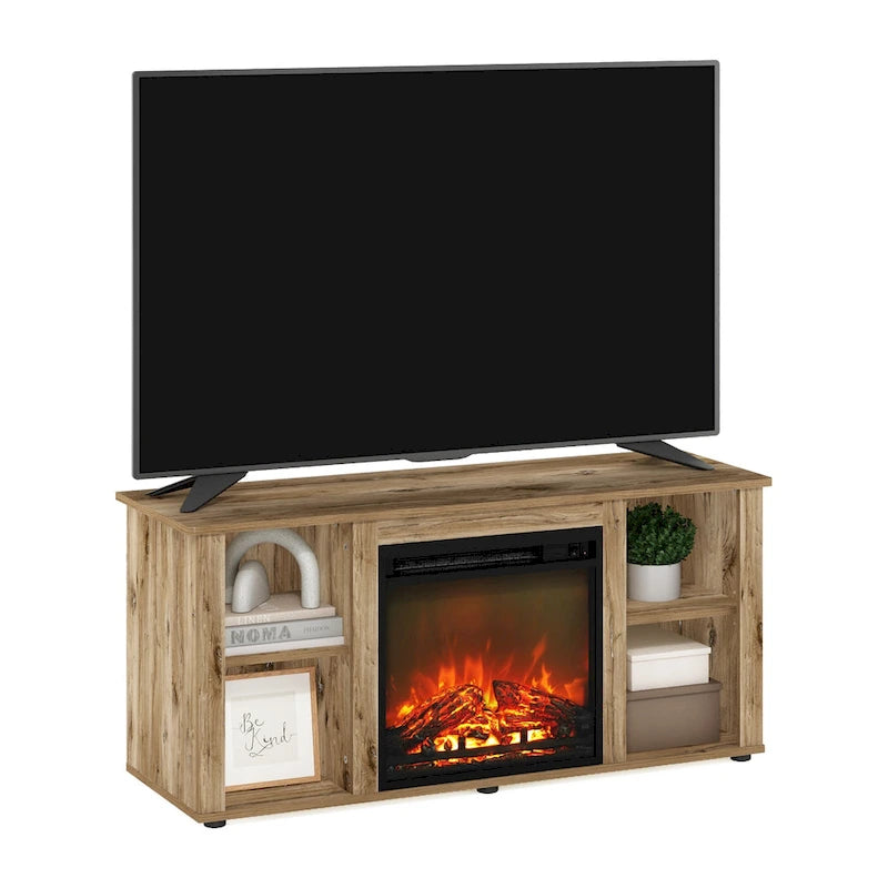 Furinno Jensen TV Stand with Fireplace 8