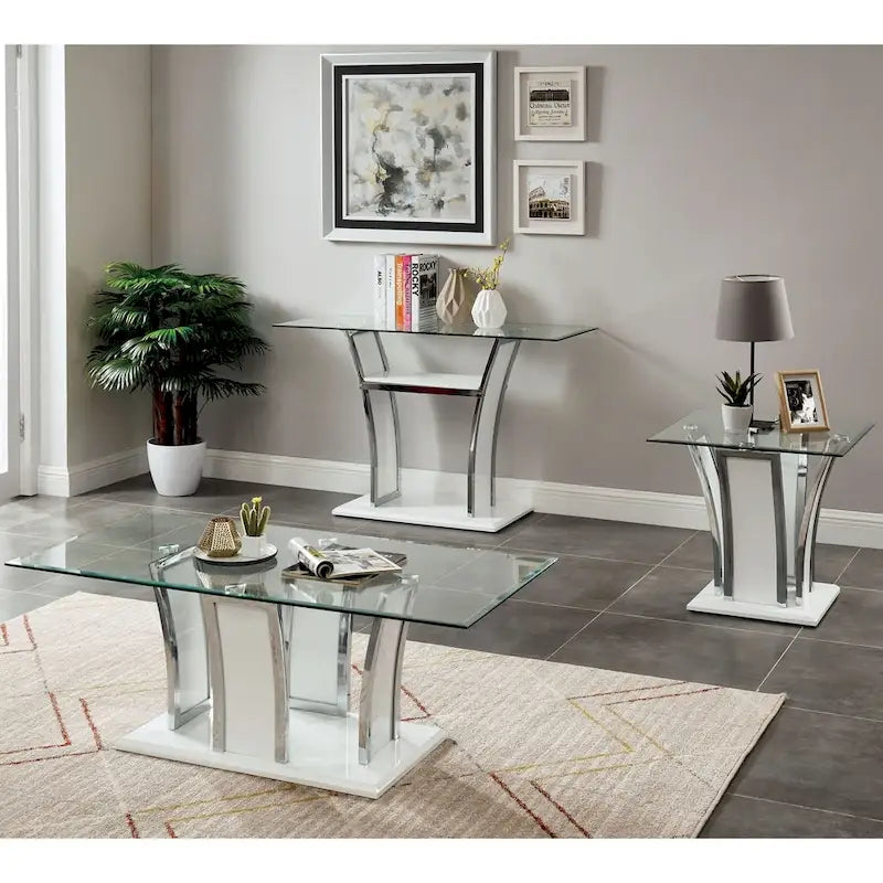 Set di tavolini d'appoggio Del Rio Modern Glass Top 2 pezzi di Furniture of America
