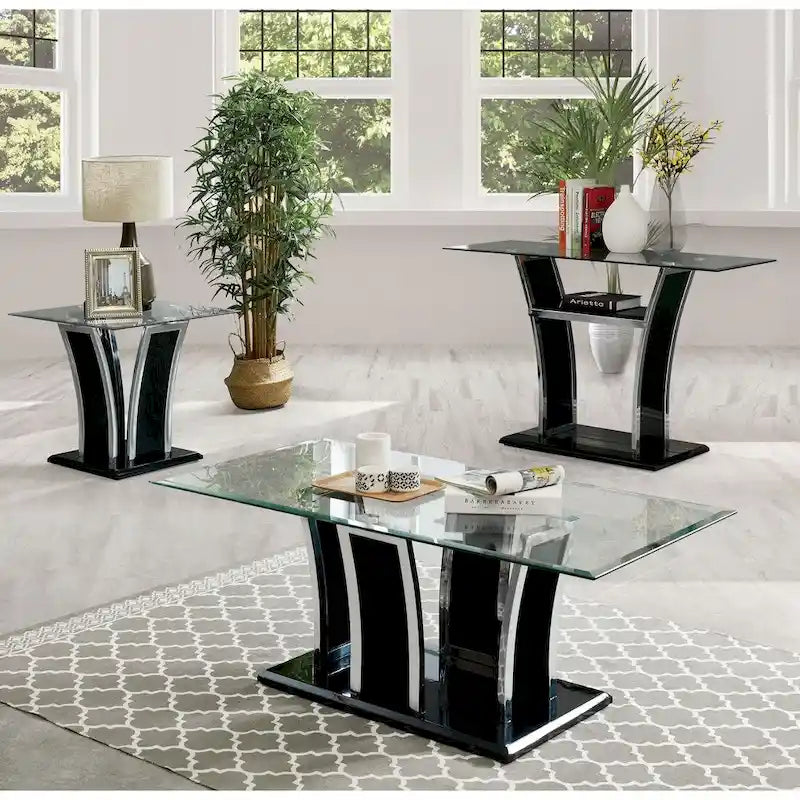 del Rio Modern Glass Top 2-Piece Accent Table Set by Furniture of America 9
