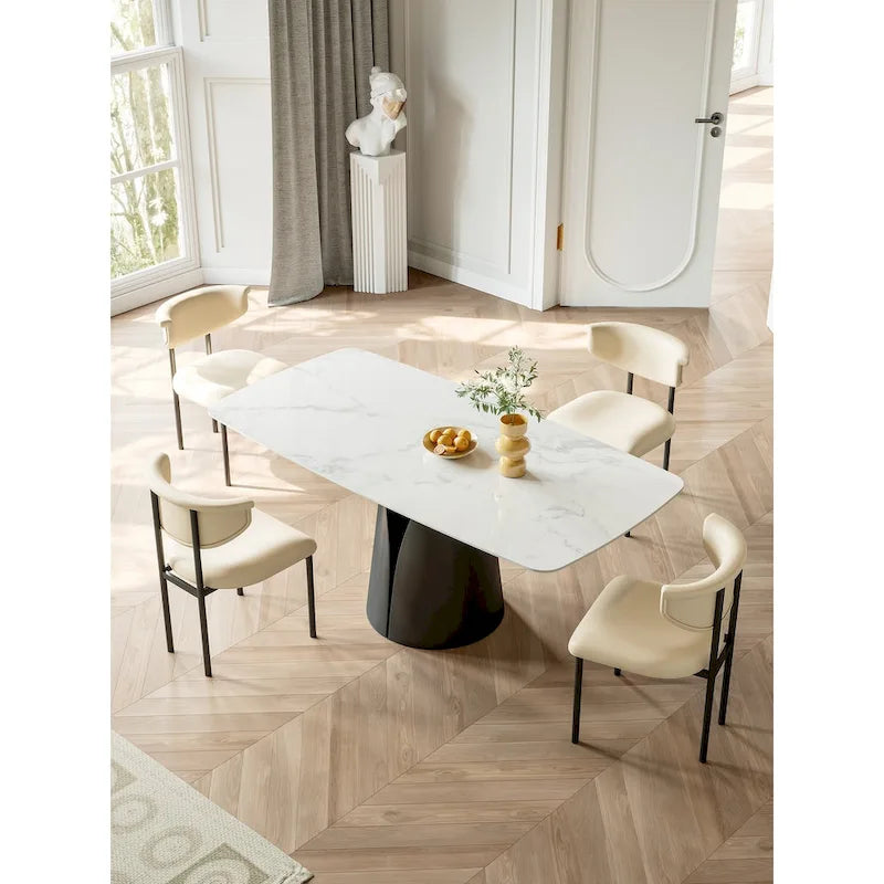 Modern Stylish Dining Table with Rectangle White Slate Top 3