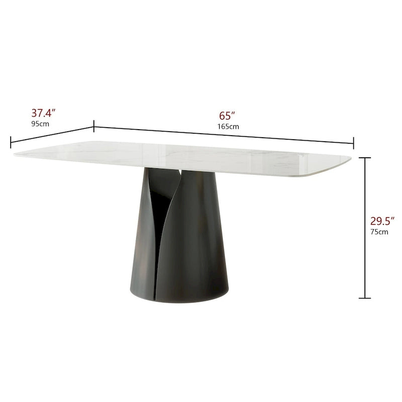 Modern Stylish Dining Table with Rectangle White Slate Top 6