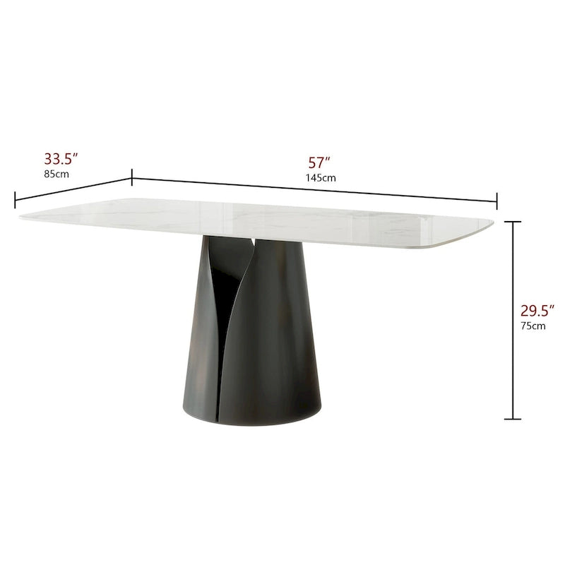 Modern Stylish Dining Table with Rectangle White Slate Top 7
