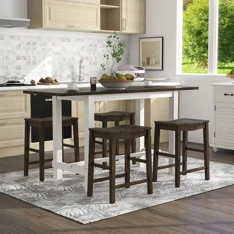 Tarala Farmhouse Wood 5-Piece Counter Height Table and Stool Set by Furniture of America 37