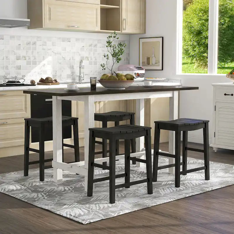 Set tavolo e sgabelli da 5 pezzi Tarala Farmhouse Wood altezza bancone di Furniture of America
