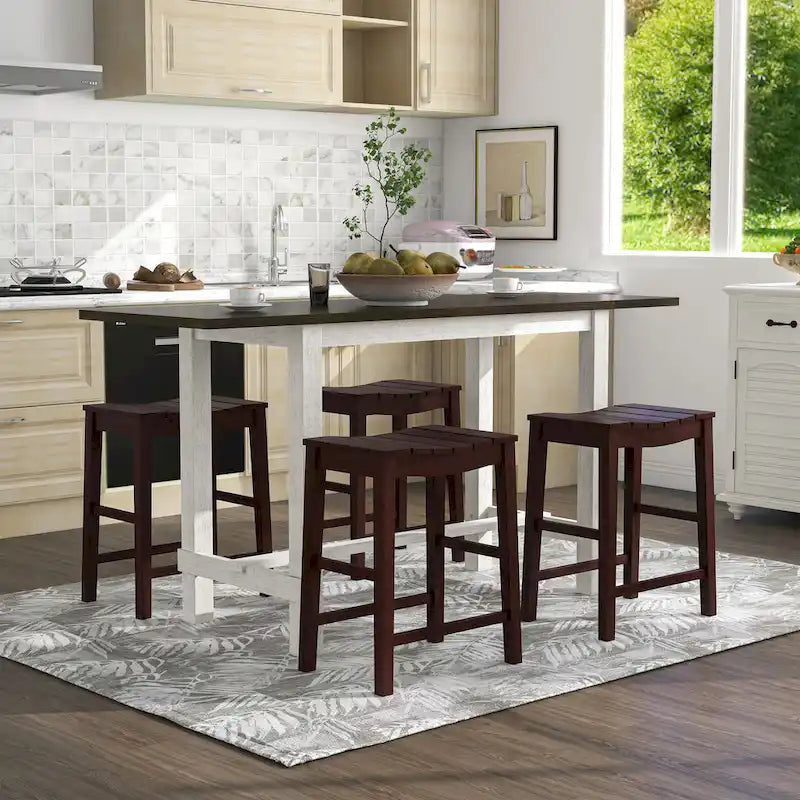 Tarala Farmhouse Wood 5-Piece Counter Height Table and Stool Set by Furniture of America 3