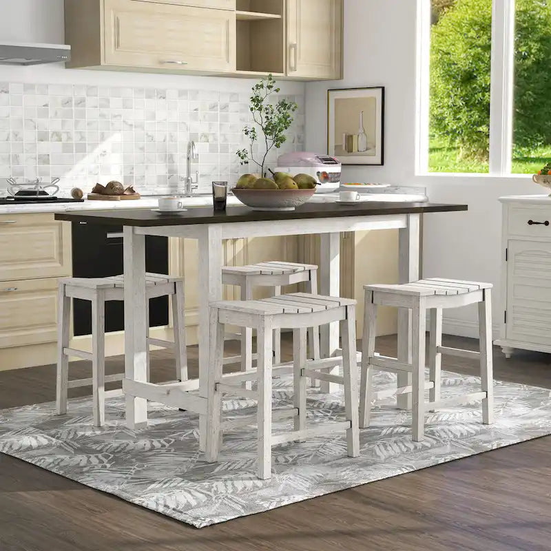 Tarala Farmhouse Wood 5-Piece Counter Height Table and Stool Set by Furniture of America 4
