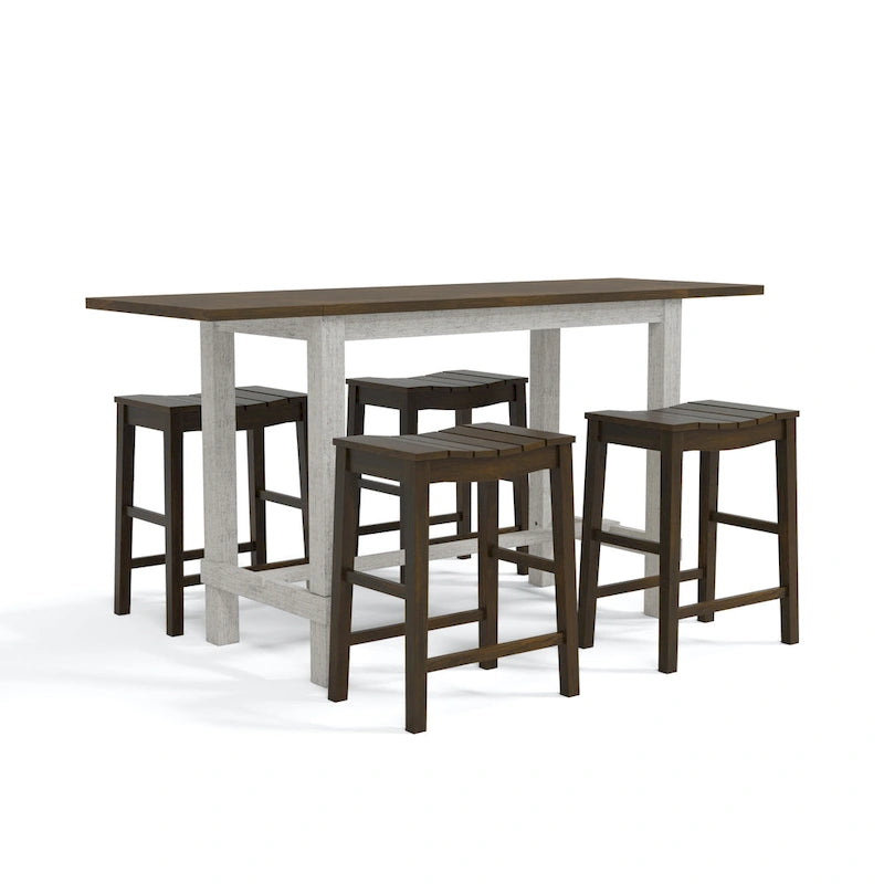 Tarala Farmhouse Wood 5-Piece Counter Height Table and Stool Set by Furniture of America 5