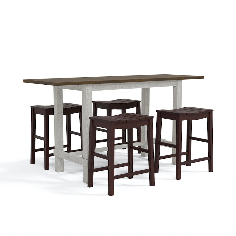 Tarala Farmhouse Wood 5-Piece Counter Height Table and Stool Set by Furniture of America 7