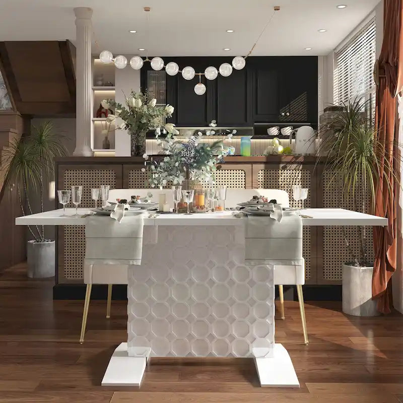 Clihome Glossy Wood Extendable Dining Table for 6 People 21