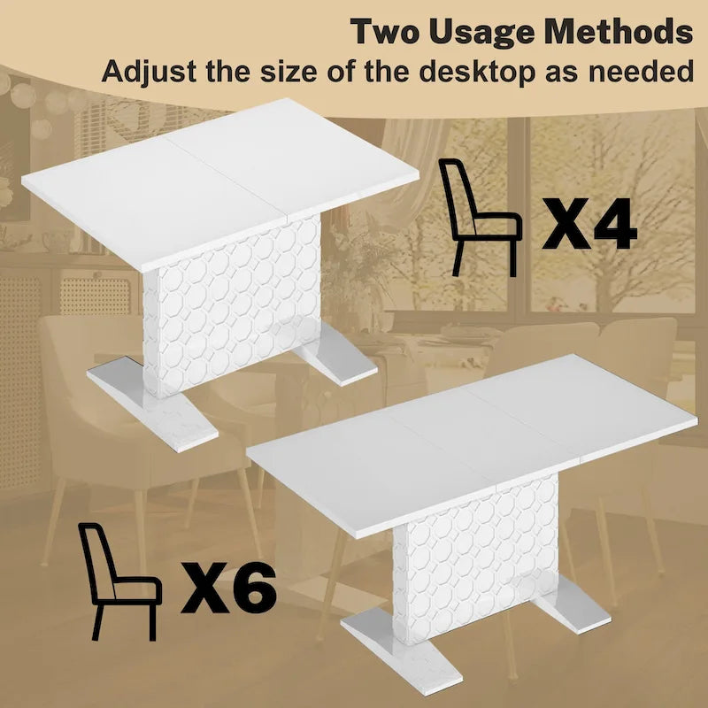 Clihome Glossy Wood Extendable Dining Table for 6 People 5