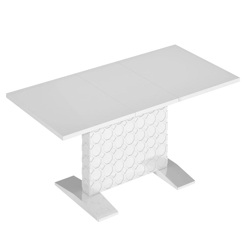 Clihome Glossy Wood Extendable Dining Table for 6 People 7