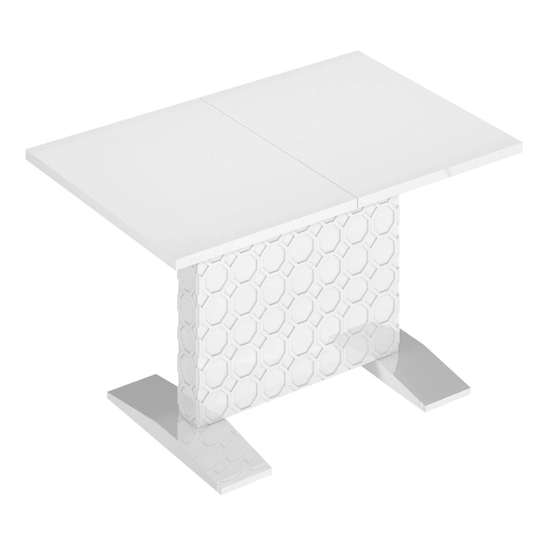 Clihome Glossy Wood Extendable Dining Table for 6 People 8