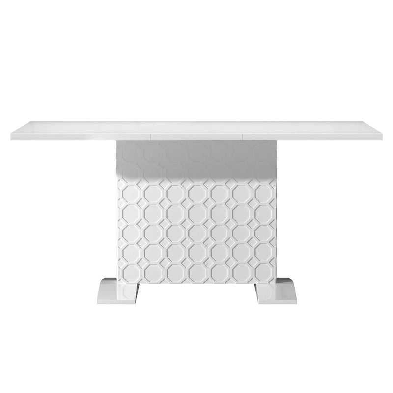 Clihome Glossy Wood Extendable Dining Table for 6 People 9