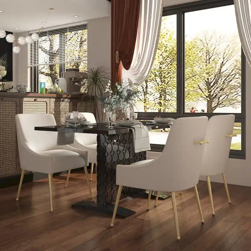Clihome Glossy Wood Extendable Dining Table for 6 People 11