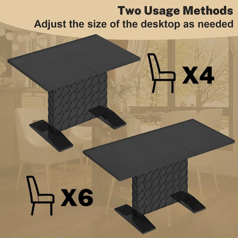 Clihome Glossy Wood Extendable Dining Table for 6 People 13