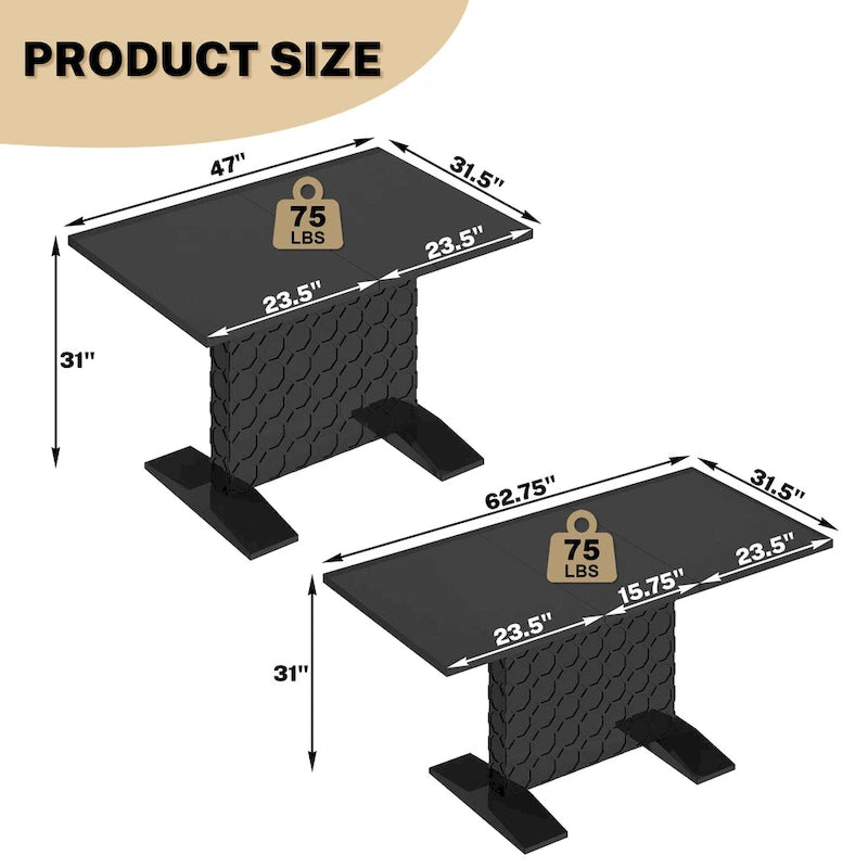Clihome Glossy Wood Extendable Dining Table for 6 People 14