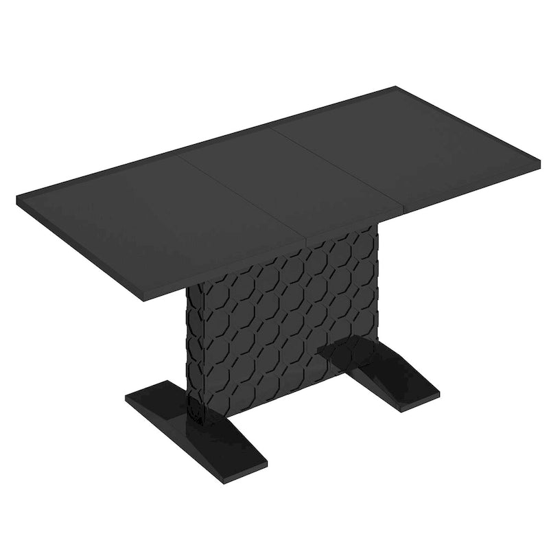 Clihome Glossy Wood Extendable Dining Table for 6 People 15