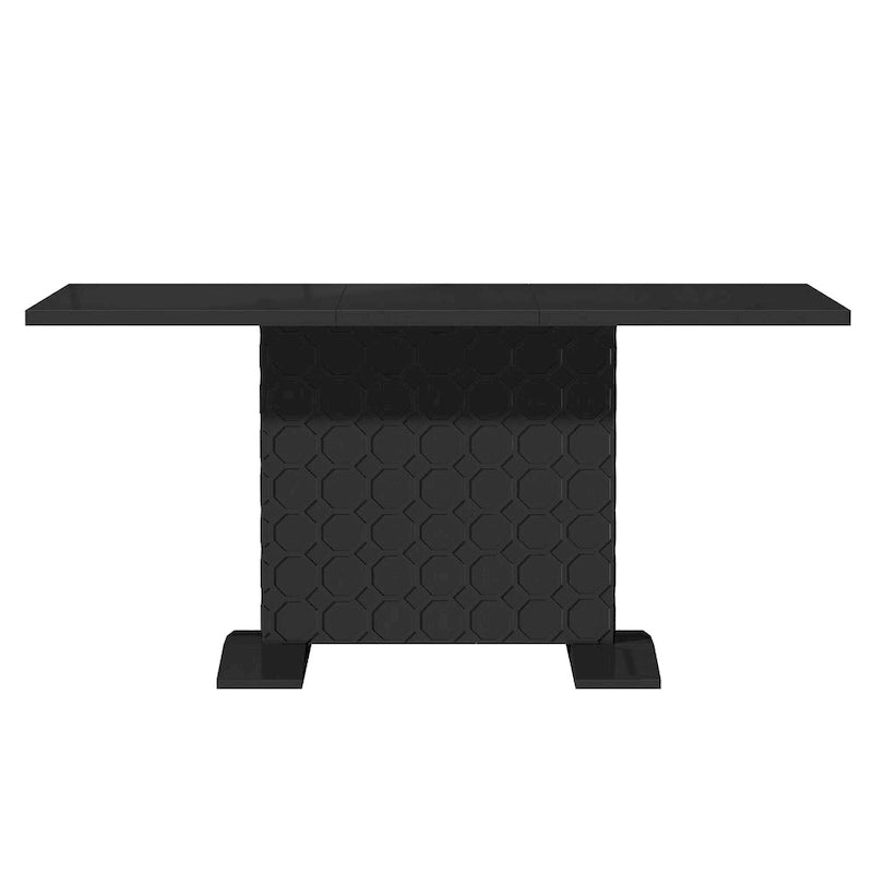 Clihome Glossy Wood Extendable Dining Table for 6 People 17