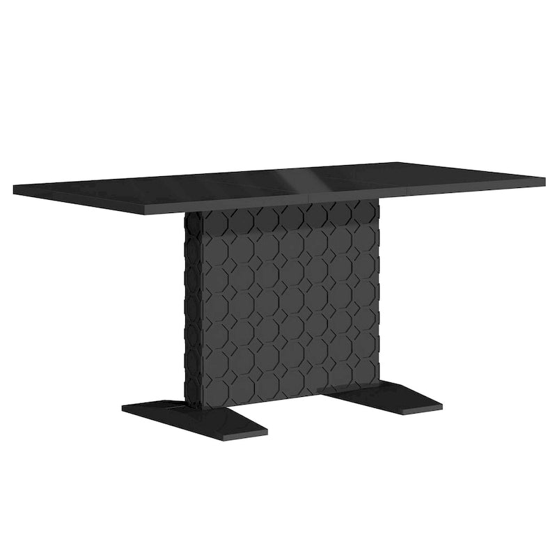Clihome Glossy Wood Extendable Dining Table for 6 People 18