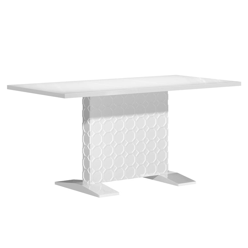 Clihome Glossy Wood Extendable Dining Table for 6 People 20