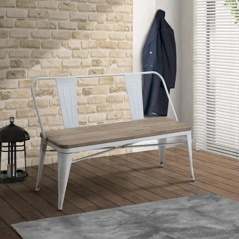 Furniture of America Rish Industrial Metal 47-inch Backed Dining Bench