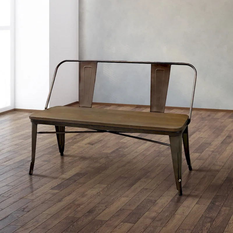 Furniture of America Rish Industrial Metal 47-inch Backed Dining Bench 3
