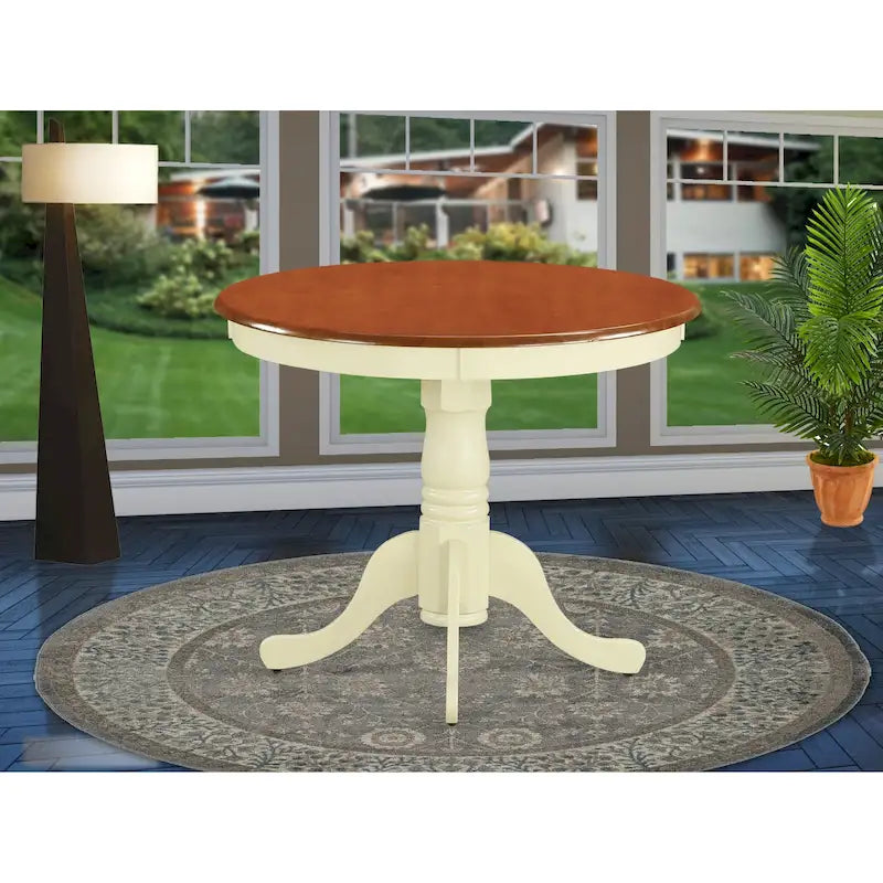 East West Furniture Antique Dining Room Table - a Round Kitchen Table Top with Pedestal Base, 36x36 Inch,(Finish Options) 8