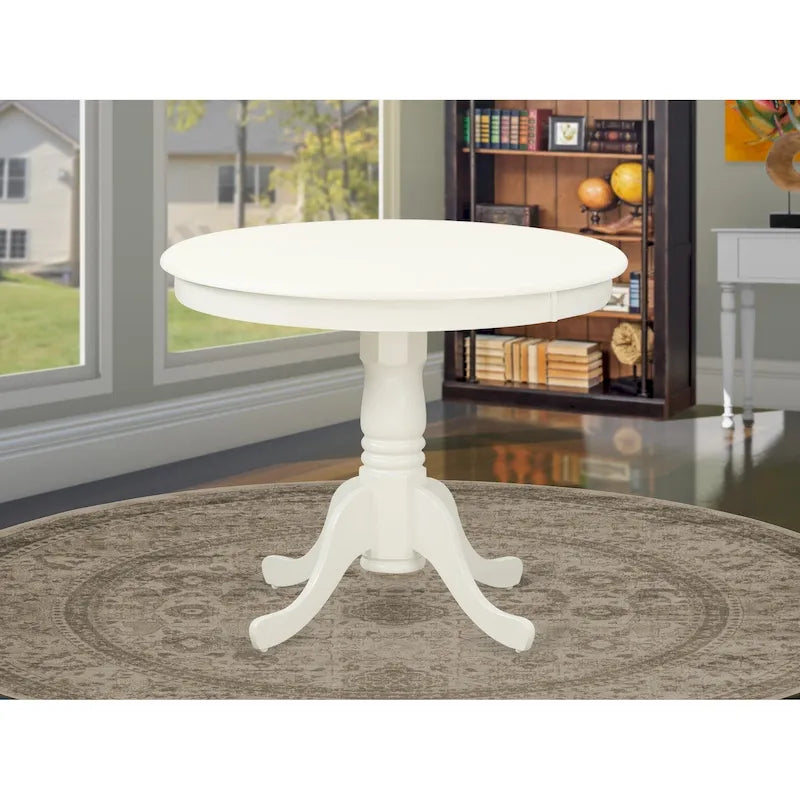 East West Furniture Antique Dining Room Table - a Round Kitchen Table Top with Pedestal Base, 36x36 Inch,(Finish Options) 10