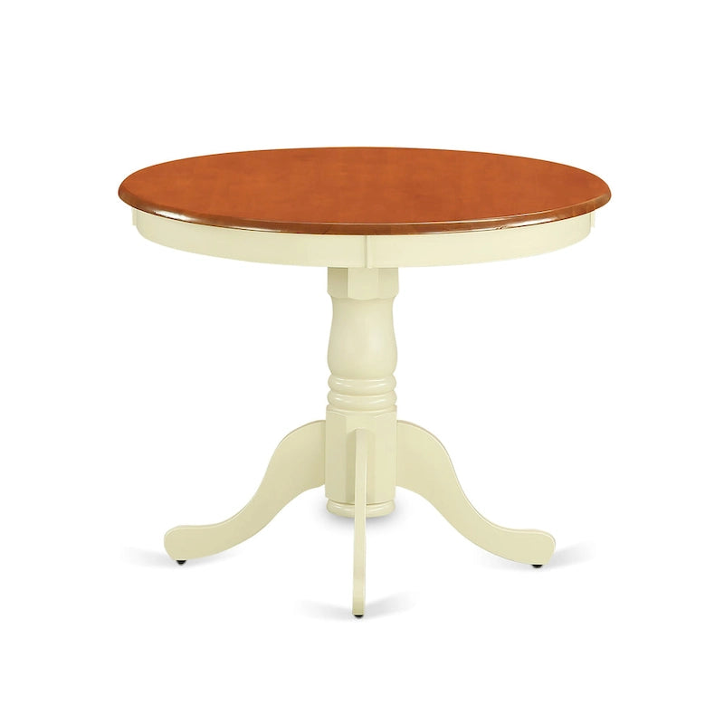 East West Furniture Antique Dining Room Table - a Round Kitchen Table Top with Pedestal Base, 36x36 Inch,(Finish Options)