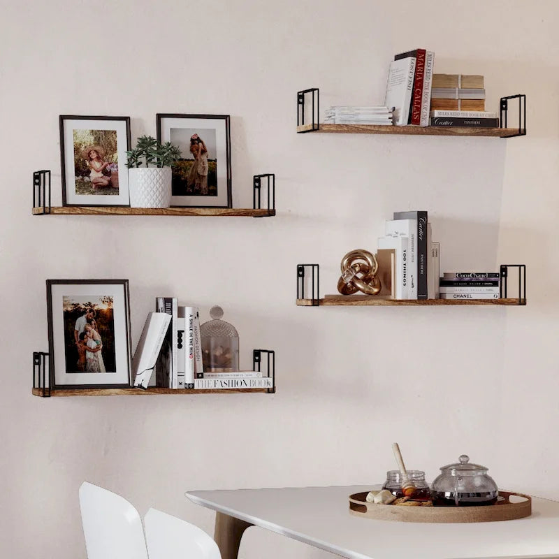 Wallniture Avila 24x4.5 Kitchen Wall Shelves, Natural Burned,Set of 4 10