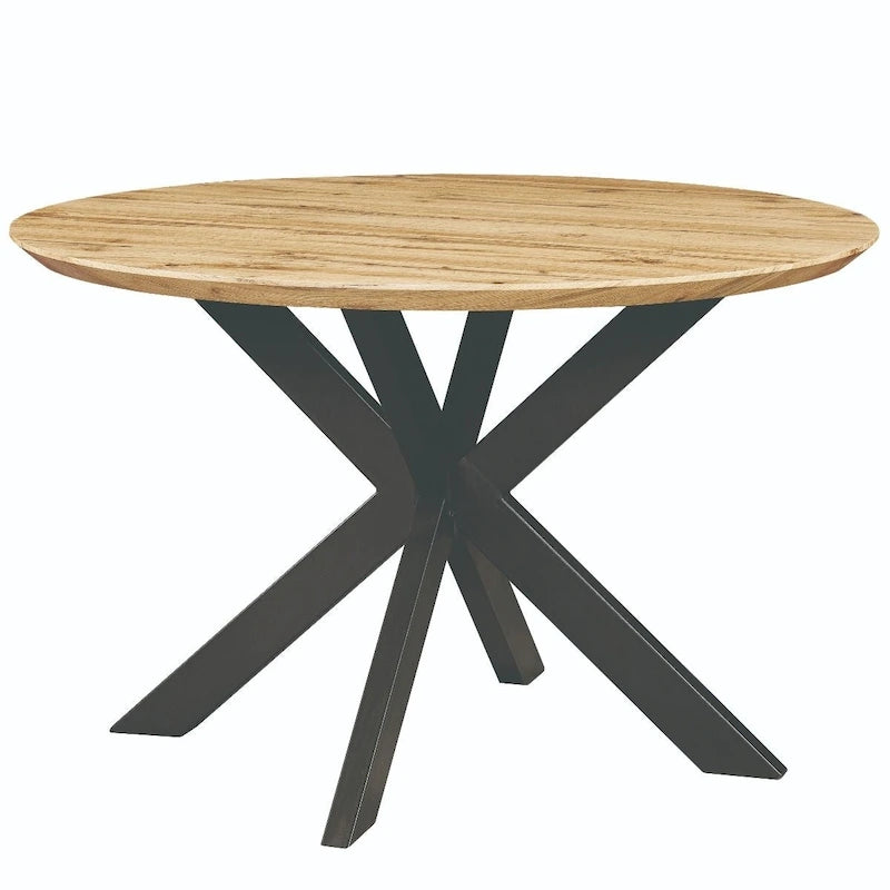 Ravenna 47 Modern Round Wood Dining Table With X-Cross Geometric Metal Base for Dining Room & Kitchen 31