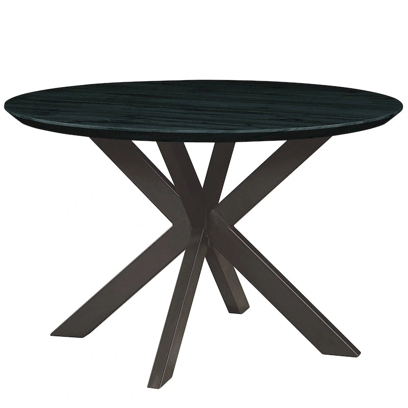 Ravenna 47 Modern Round Wood Dining Table With X-Cross Geometric Metal Base for Dining Room & Kitchen 32