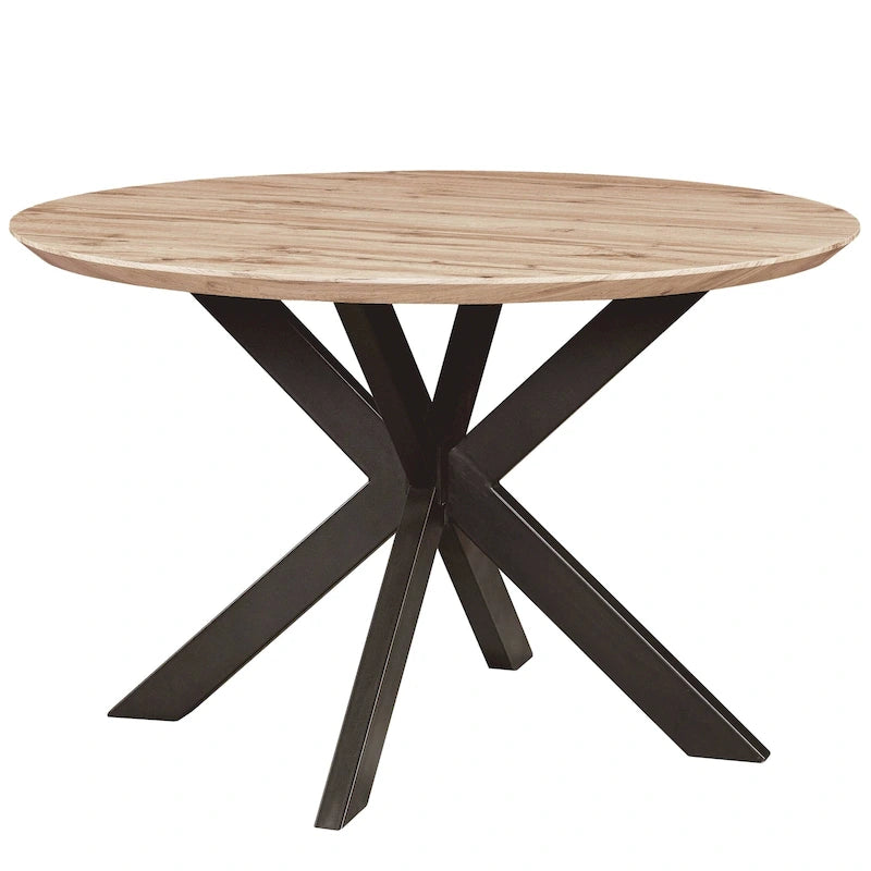 Ravenna 47 Modern Round Wood Dining Table With X-Cross Geometric Metal Base for Dining Room & Kitchen 33