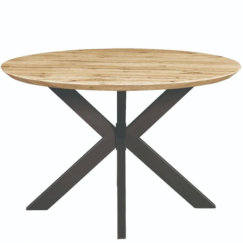 Ravenna 47 Modern Round Wood Dining Table With X-Cross Geometric Metal Base for Dining Room & Kitchen 3