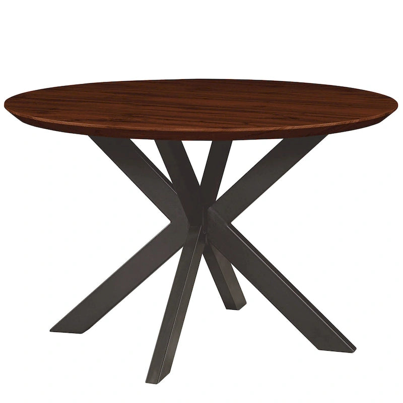 Ravenna 47 Modern Round Wood Dining Table With X-Cross Geometric Metal Base for Dining Room & Kitchen 5