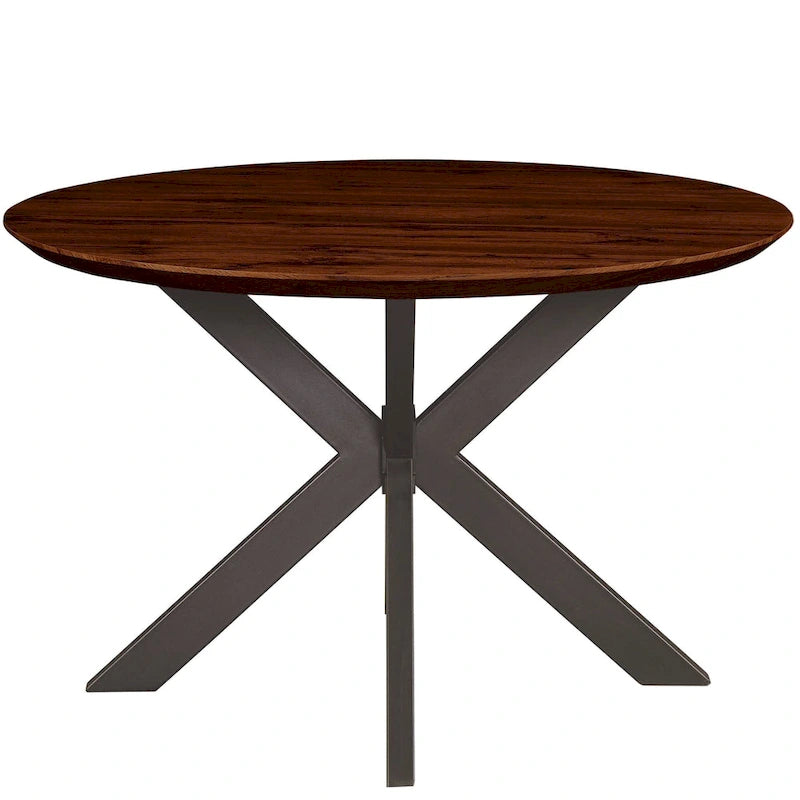 Ravenna 47 Modern Round Wood Dining Table With X-Cross Geometric Metal Base for Dining Room & Kitchen 7