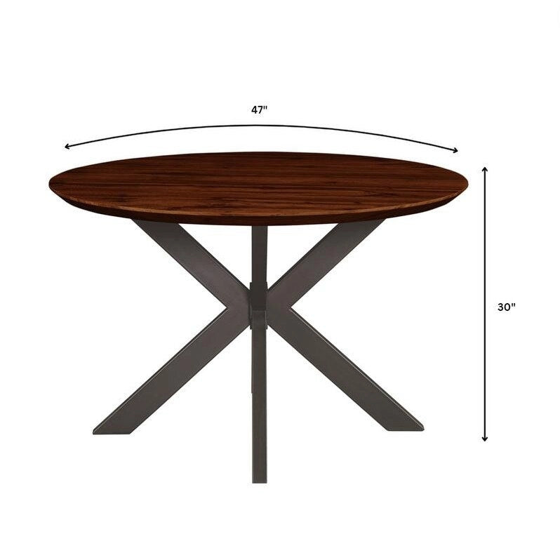 Ravenna 47 Modern Round Wood Dining Table With X-Cross Geometric Metal Base for Dining Room & Kitchen 10