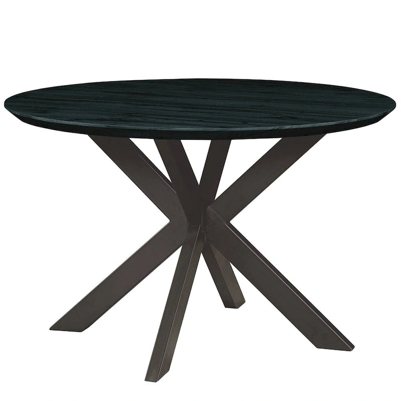 Ravenna 47 Modern Round Wood Dining Table With X-Cross Geometric Metal Base for Dining Room & Kitchen 11